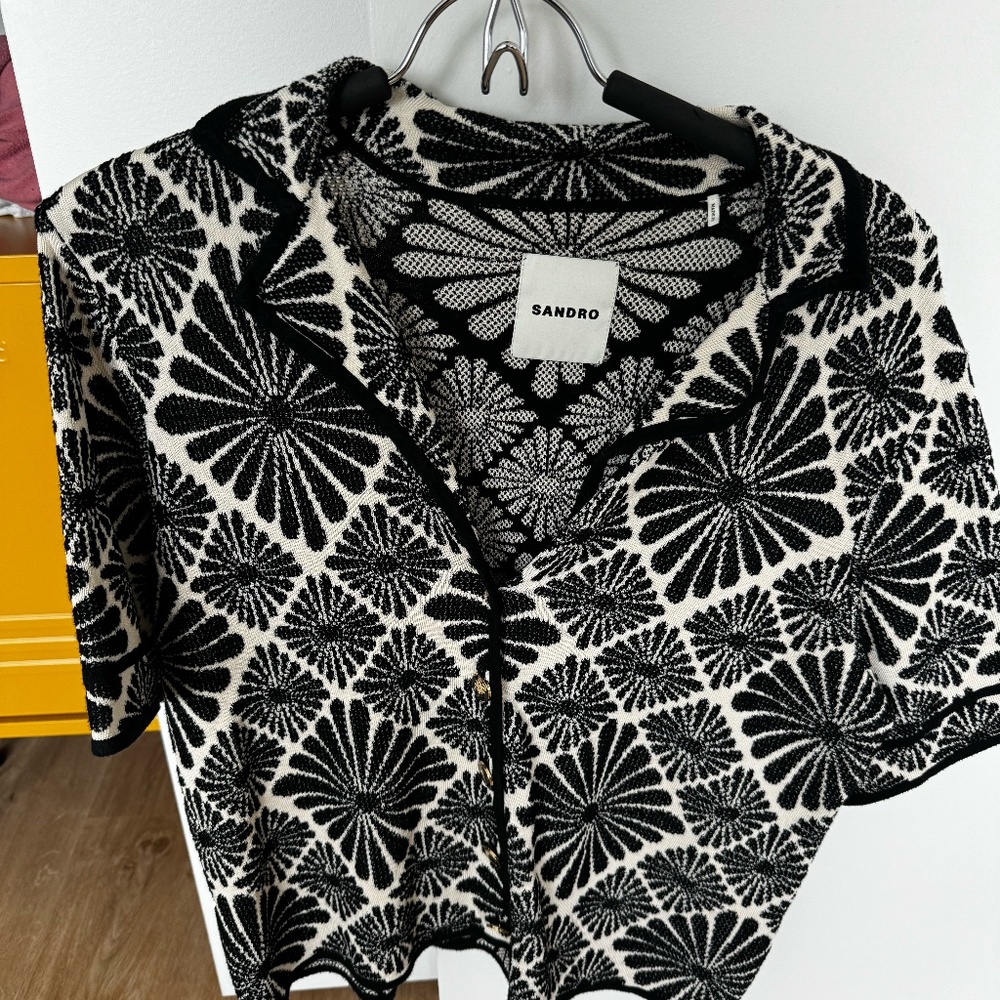 SANDRO FLORAL JACQUARD CARDIGAN/SHIRT